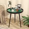 Green Wood Mid-Century Modern Coffee End Table with 16/20 Inch Sea Shell Decoration